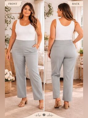 NWT violets and roses High-Rise Straight Leg Pants in Light Gray size 16 or xl